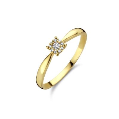 Bague en or jaune 14K solitaire blanc rond ziconia