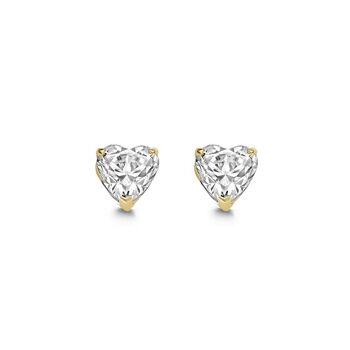 Boucles d'oreilles en or jaune 14K 6mm zircone coeur blanc 1