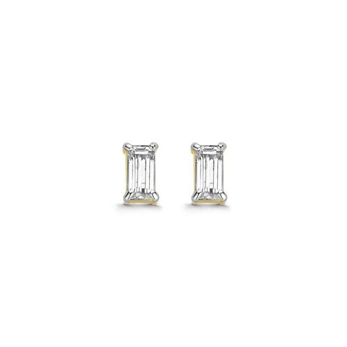 14K yellow gold earring 5x2.5mm white baguette zirconia