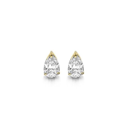 14K yellow gold earrings 4x3mm white drop zirconia