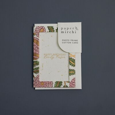 Keepsake Block Printed Greeting Card - Photo frame Marigold Glitz Blush