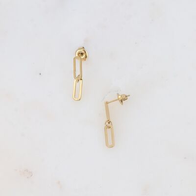 Dangling earrings - double thin oval ring