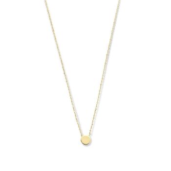 Collier en or jaune 14K pendentif rond 38+2.5+2.5cm 1