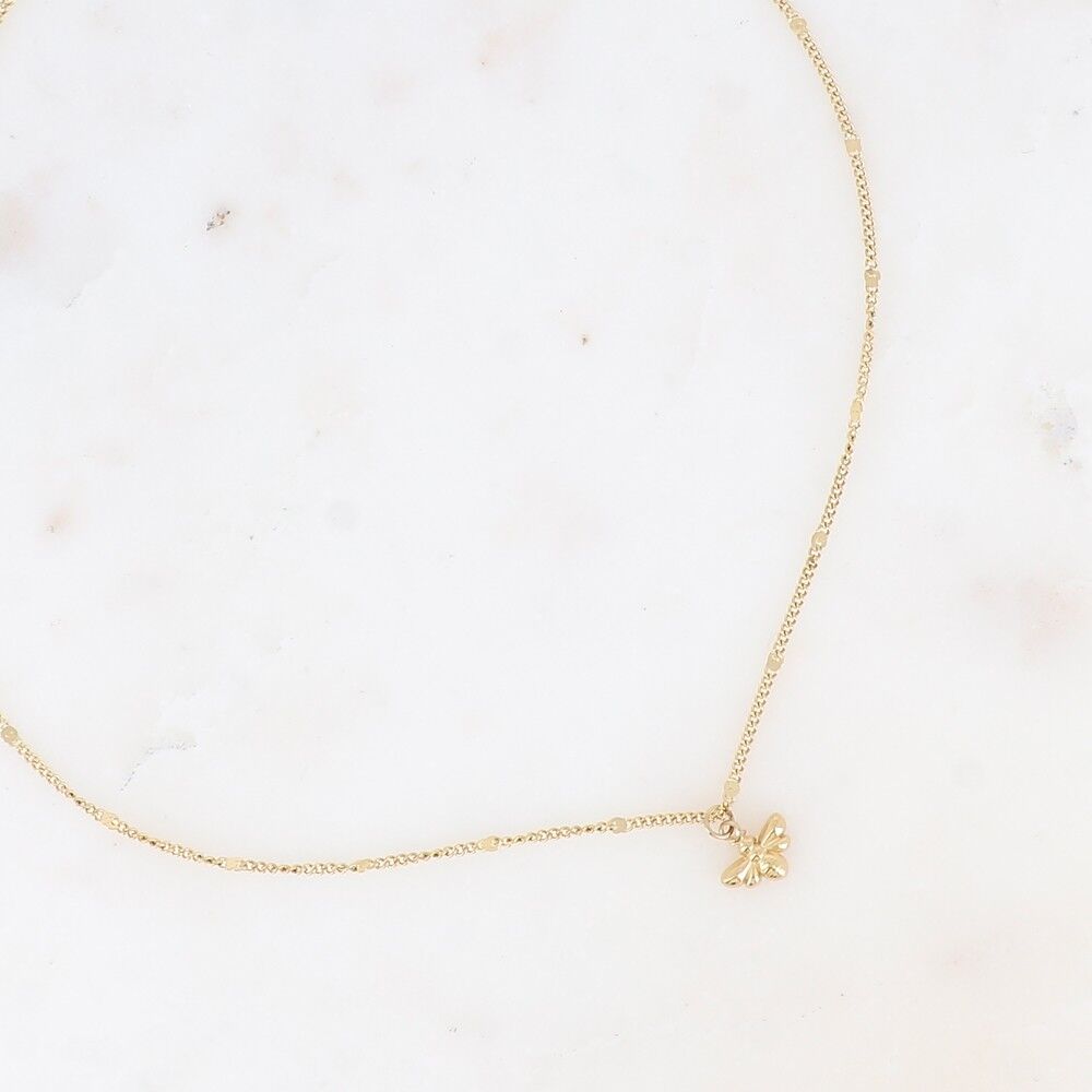 Halskette – flaches, abwechselndes Kabelglied, kleiner Bienenanhänger