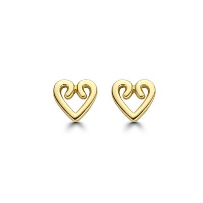 Orecchini a cuore in oro giallo 14K