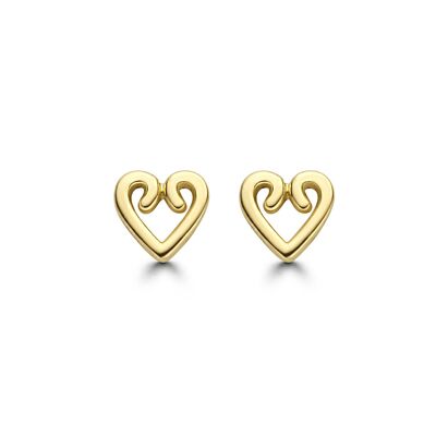 14K yellow gold earrings heart
