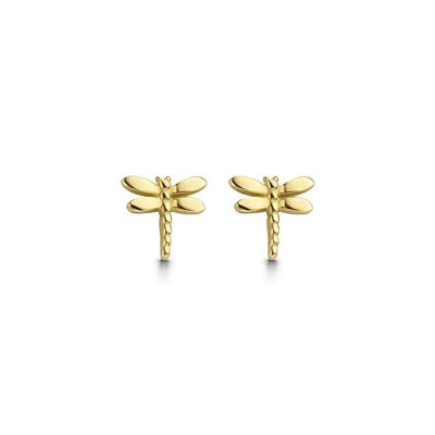 Aretes de oro amarillo de 14K libélula