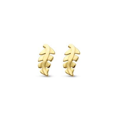 14K yellow gold earrings leaf