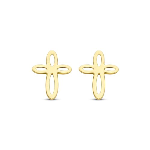 14K yellow gold earrings cross