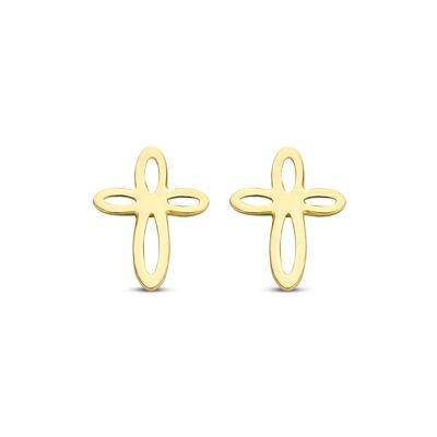 Ohrringe Kreuz aus 14K Gelbgold