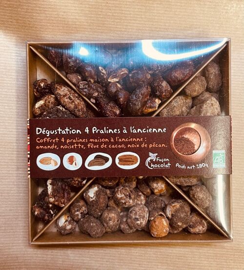 Coffret Dégustation 4 pralines Bio à l'ancienne - 180g