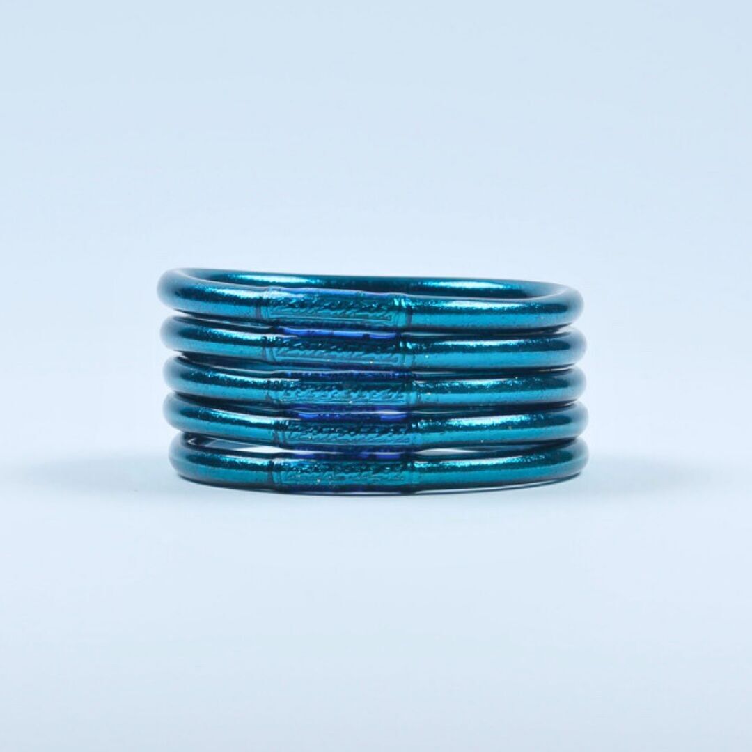 Bracciale buddista mantra blu pavone