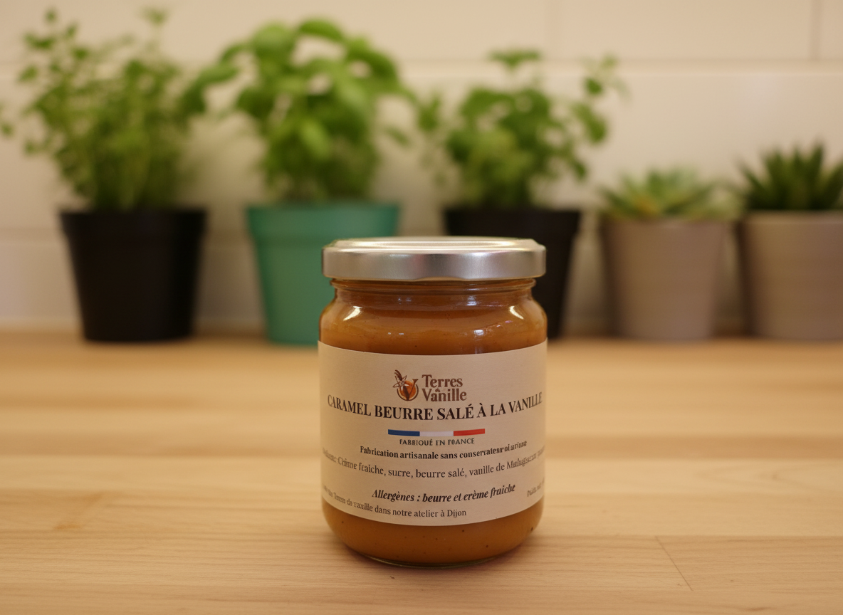 Salted butter caramel flavored with Madagascar vanilla