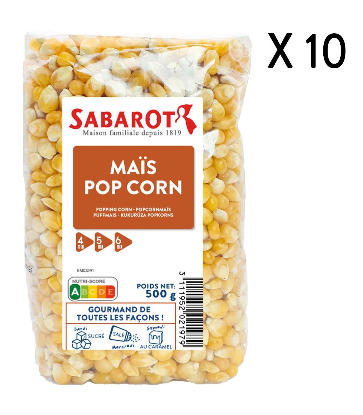 Palomitas de Maíz - 10 Bolsas de 500g - Sabarot