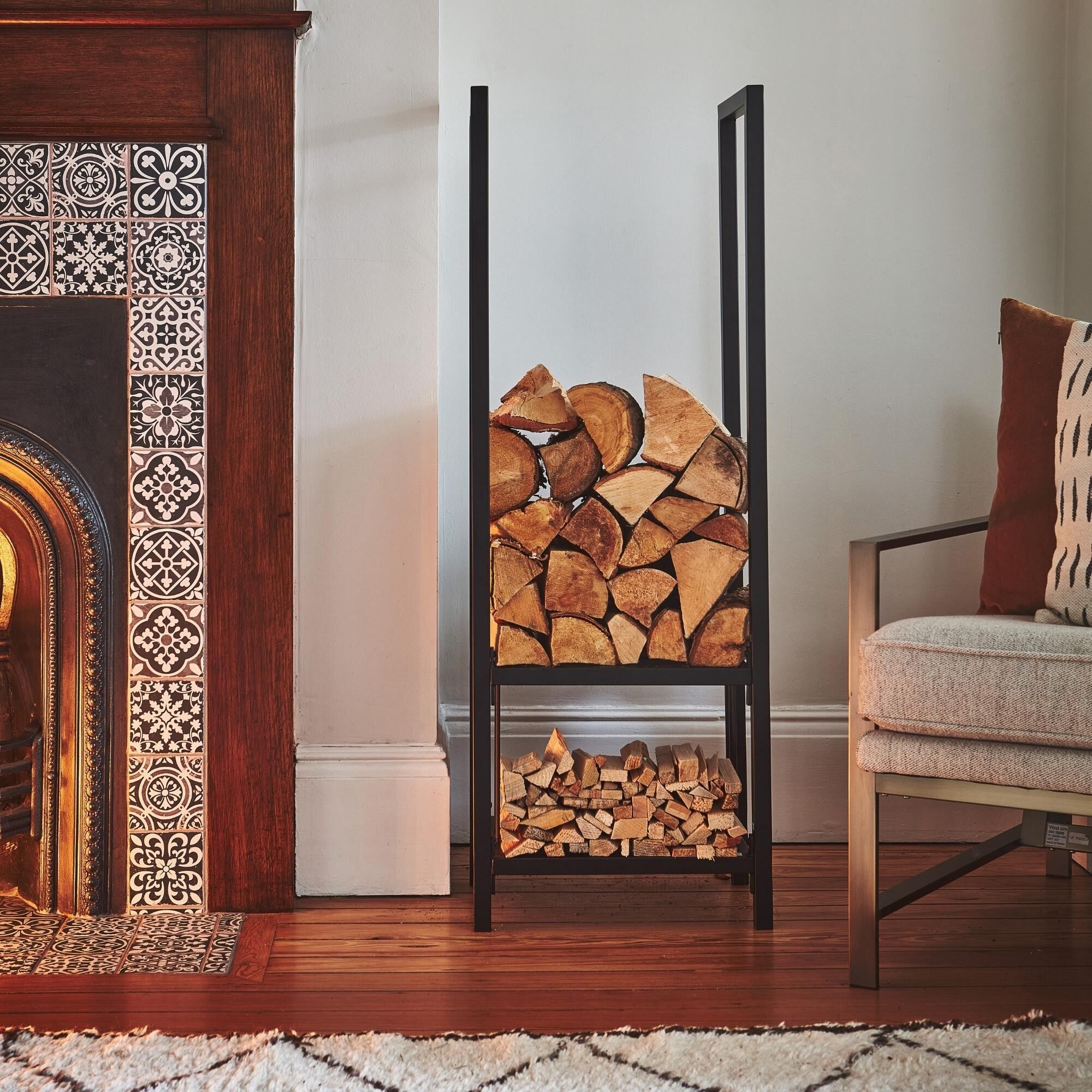 Étagère carrée haute pour rangement de bûches H120cm