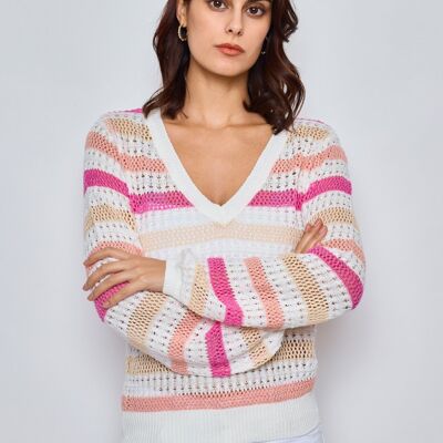 Jersey crochet rayas multicolor