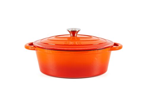 COCOTTE OVALADA 33X11 CM 6 L HIERRO FUNDIDO ESMALTADO NARANJA