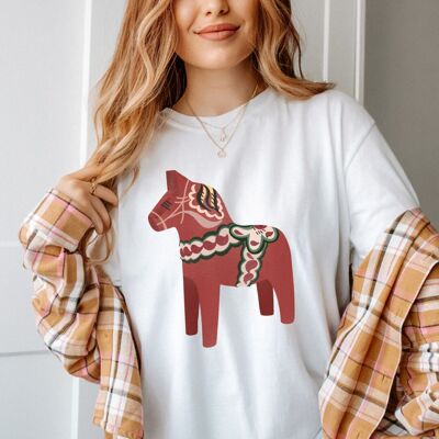 T-Shirt Dala Horse Christmas - Christma Shirt Sweden Scandinavia