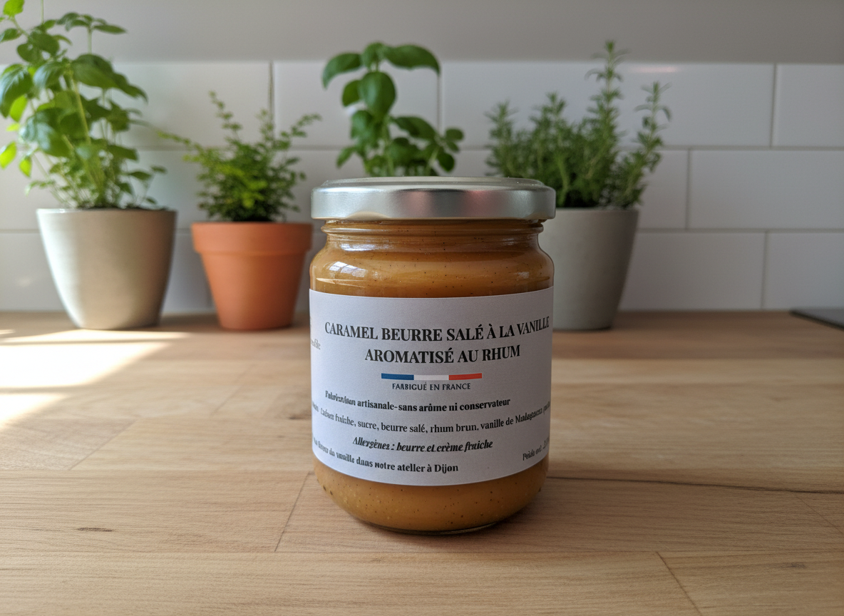 Salted butter caramel with vanilla and rum flavor