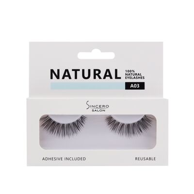 Pestañas NATURAL A03 SINCERO SALON, 1 ud