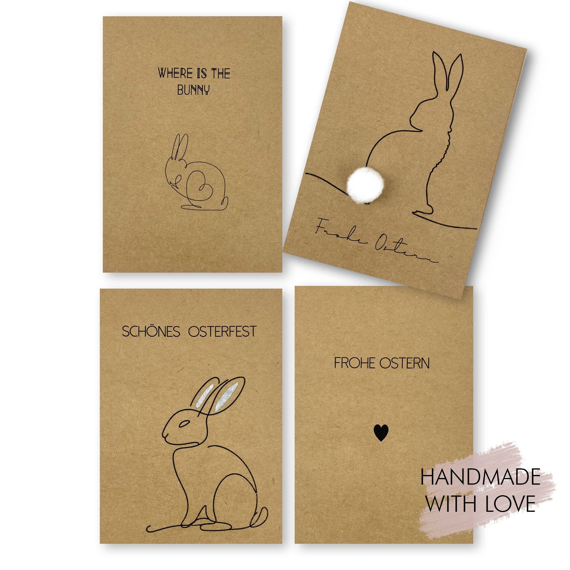 Postkarten 4er Set Frohe Ostern in Natur