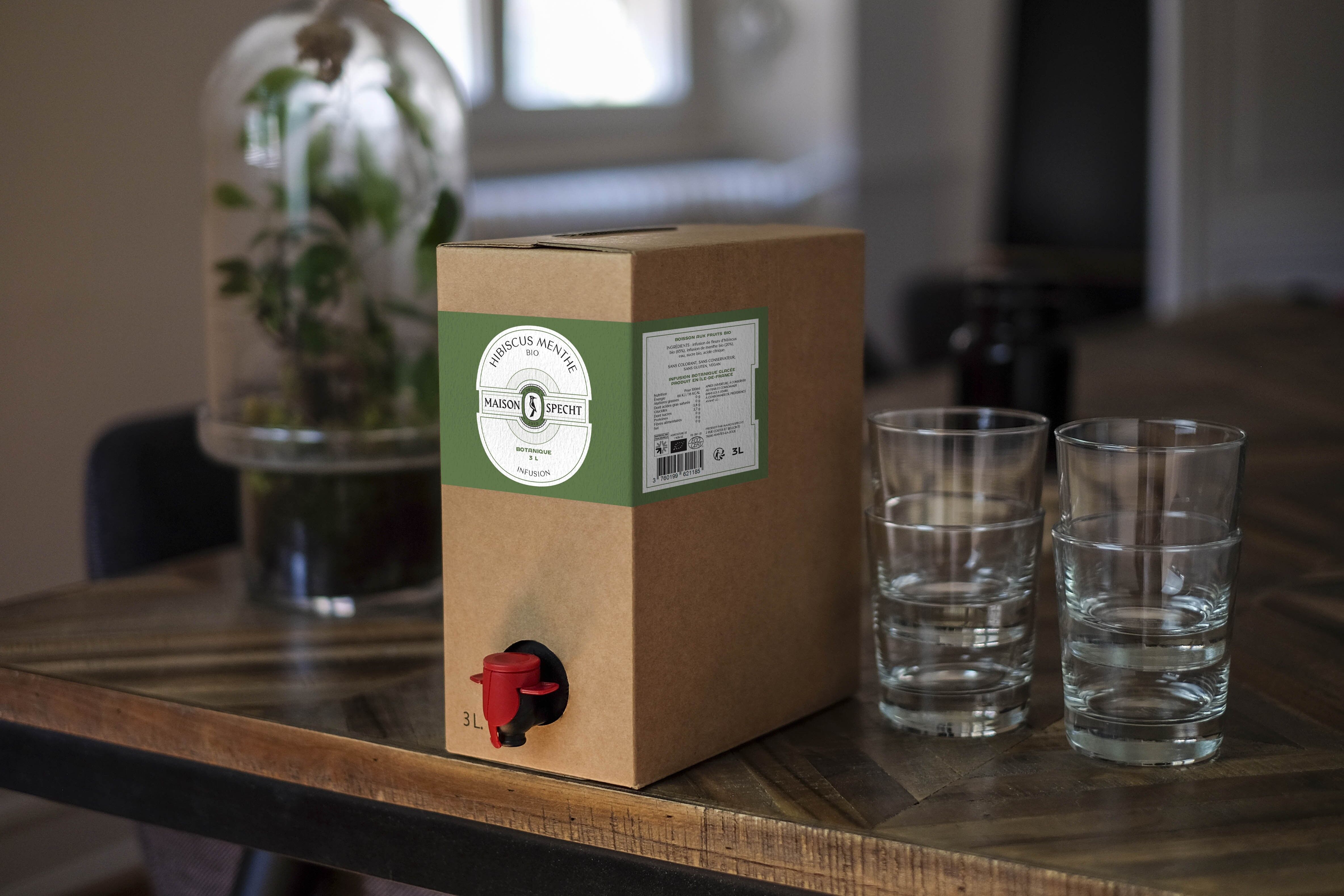 Hibiskus-Minz-Aufguss – BIO – Bag-in-Box-Format 3 Liter