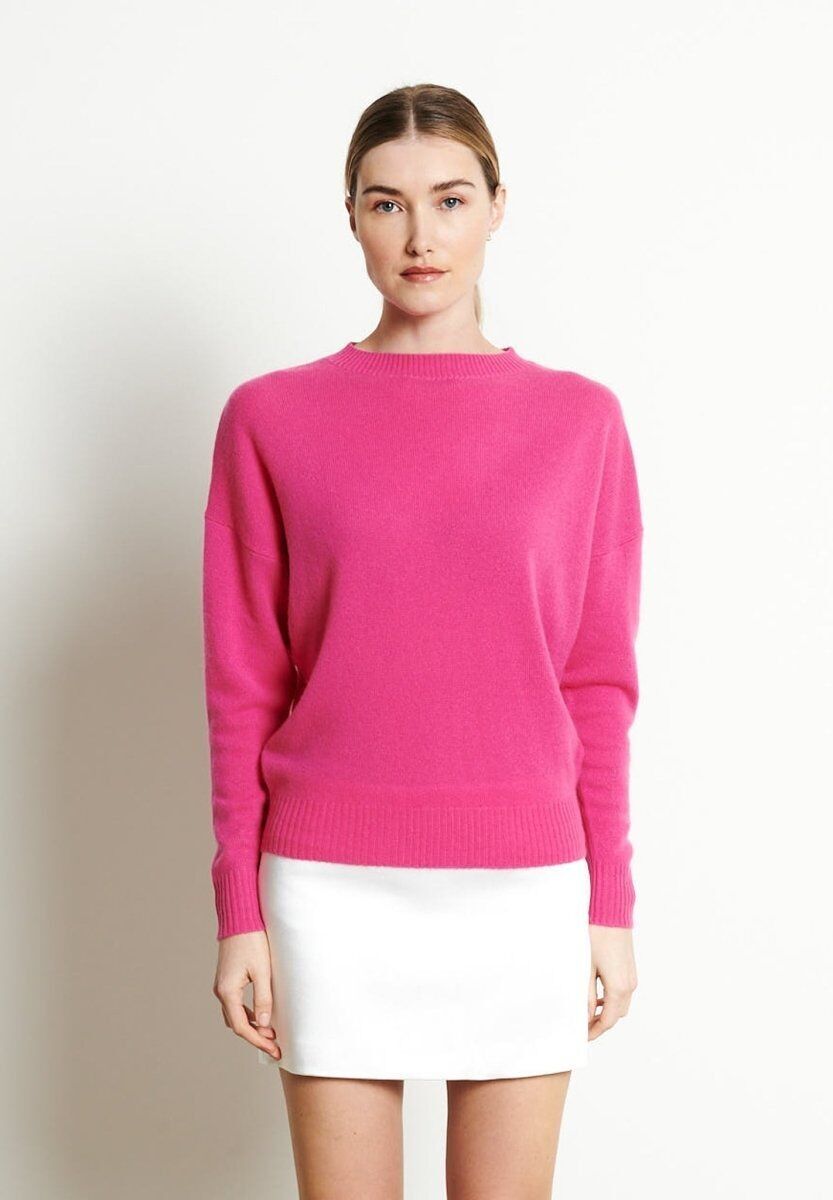 Damen-Rundhalspullover aus indischem Kaschmir in Rosa – RIA 2