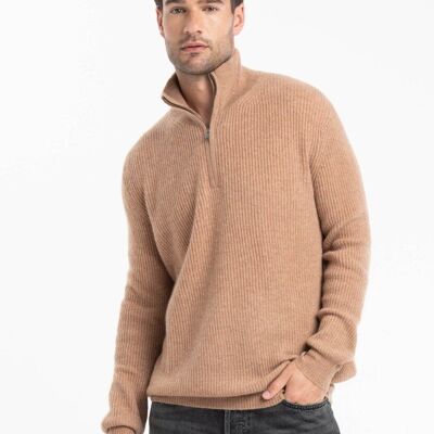 Men's camel cashmere trucker sweater - GABI 1