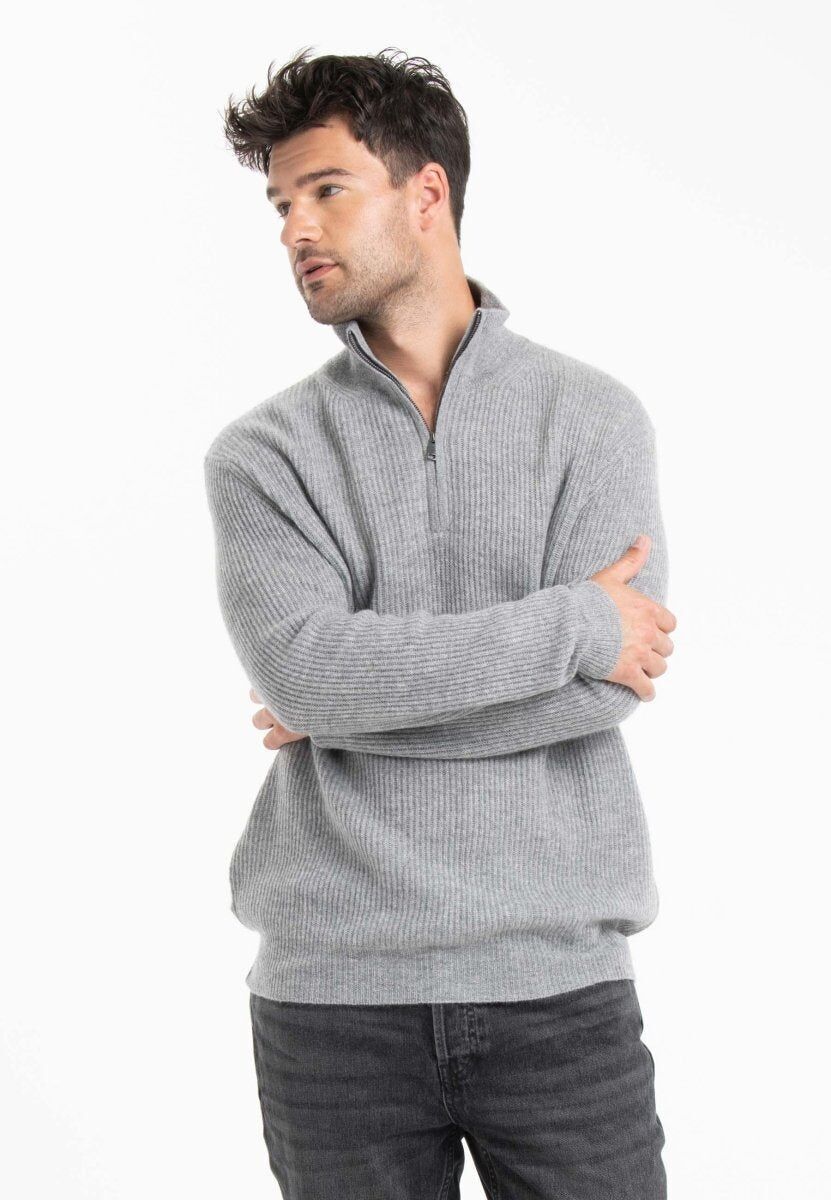 Hellgrauer Trucker-Pullover aus Kaschmir für Herren – GABI 1