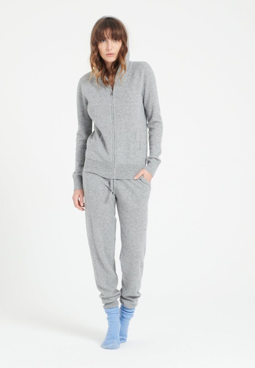 Hellgrauer Kaschmir-Hoodie für Damen - LILLY 8