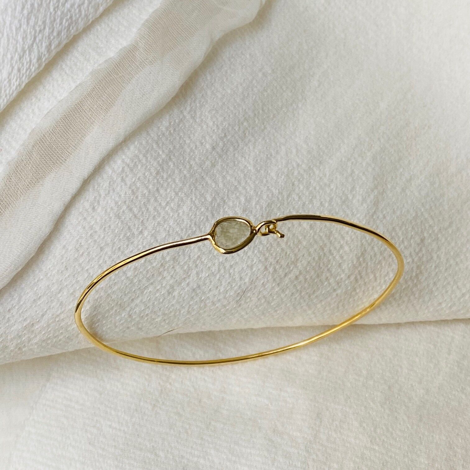 Bracciale rigido placcato oro e diamanti polki - Diana JPR3