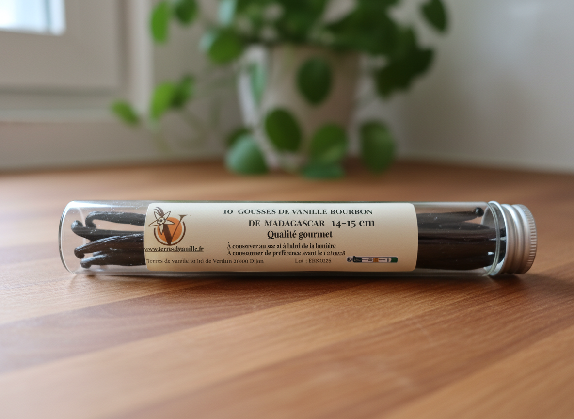 10 vanilla pods from Madagascar 14-15cm in tube