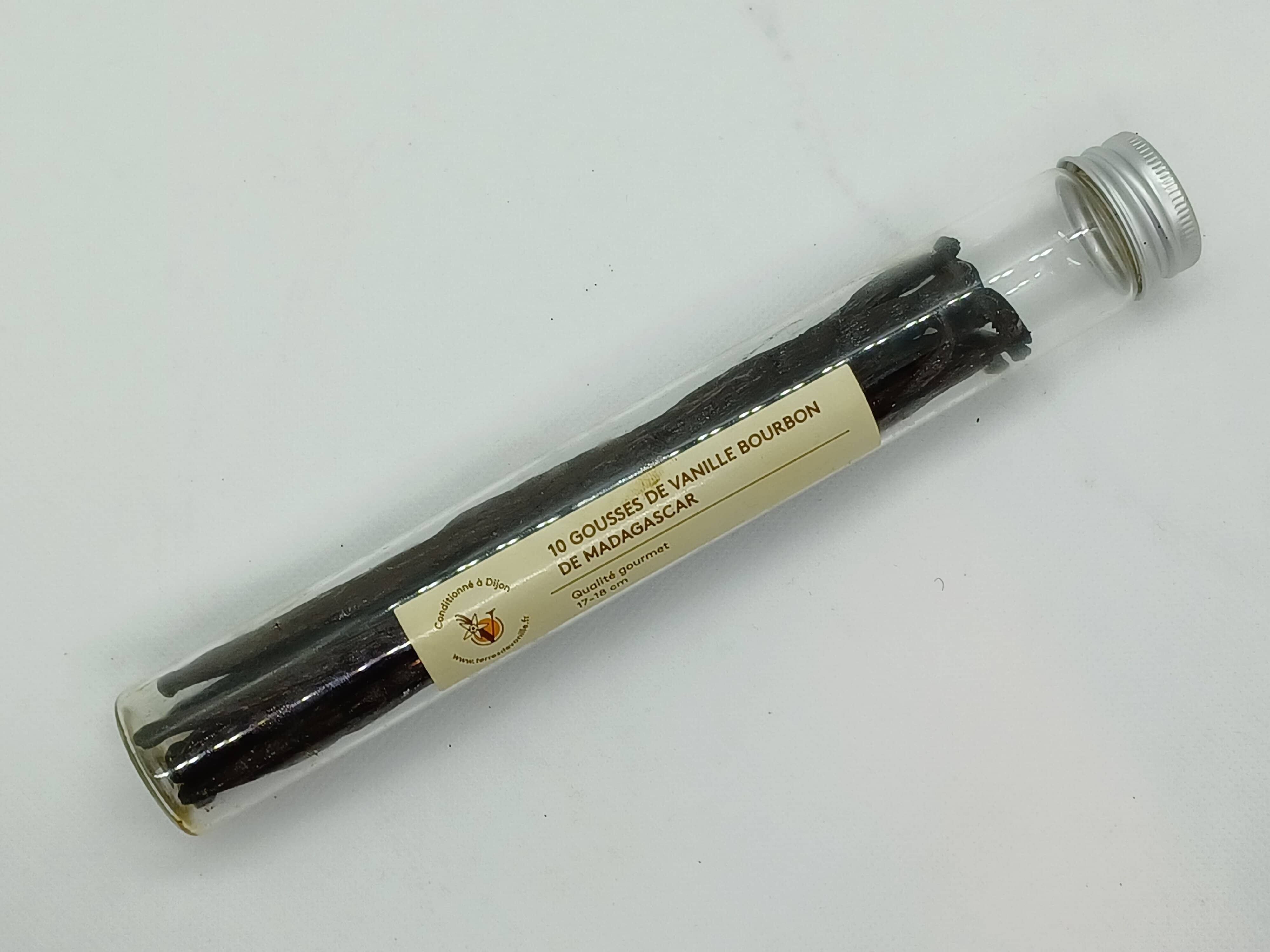 10 Madagaskar-Bourbon-Vanilleschoten 17–18 cm in der Röhre