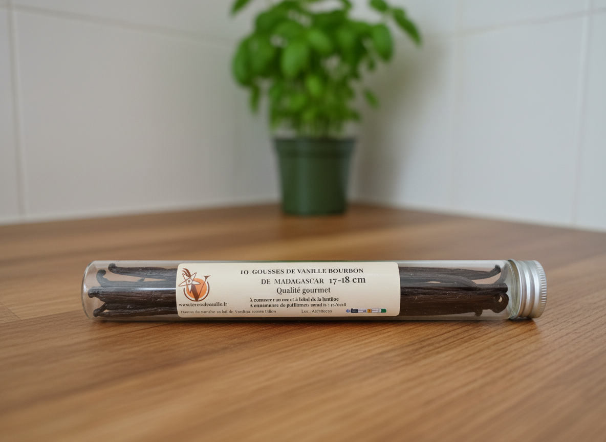 10 bourbon vanilla pods from Madagascar 17-18cm in tube
