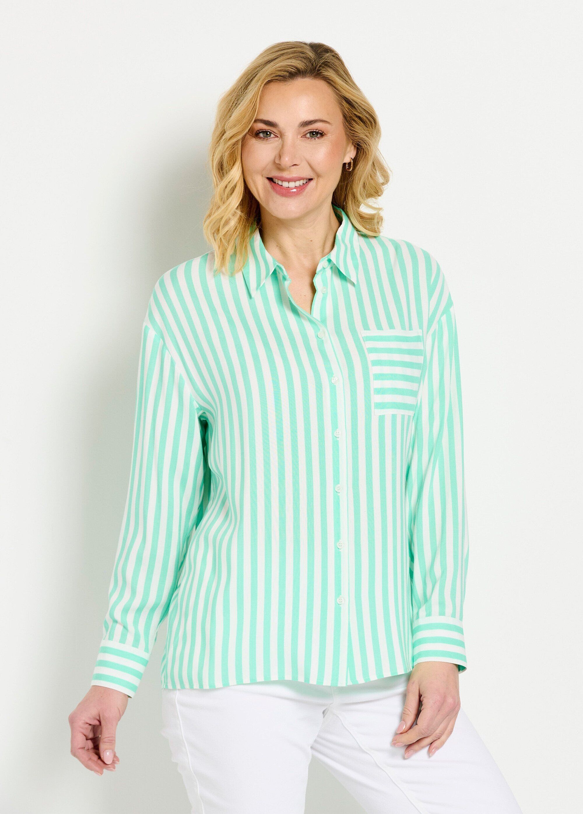 Long sleeve striped flowing blouse
