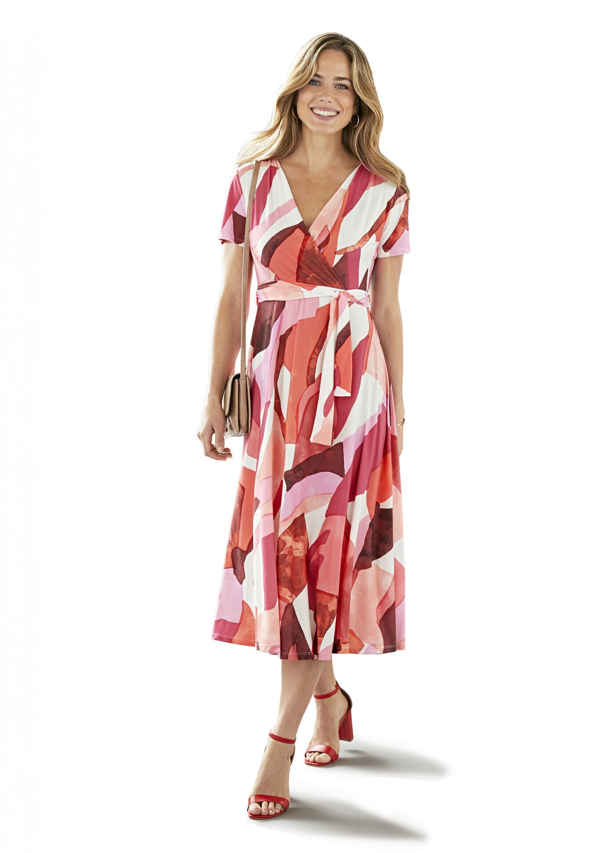Printed belted wrap maxi dress