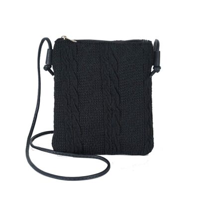 [ 6557-1 ] Black knitted ladies' shoulder bag