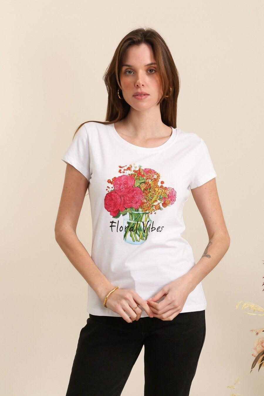 T-Shirt aus Baumwolle mit Blumenmuster