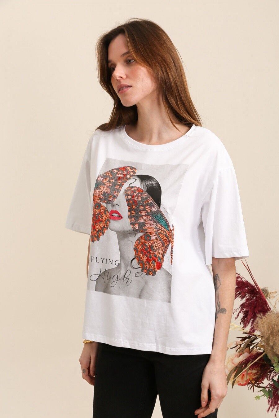 T-shirt coton avec photo femme