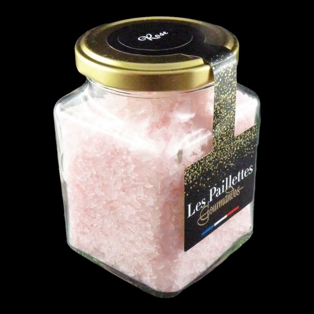 Caramelle in scaglie al gusto rosa in vasetto di vetro da 150g