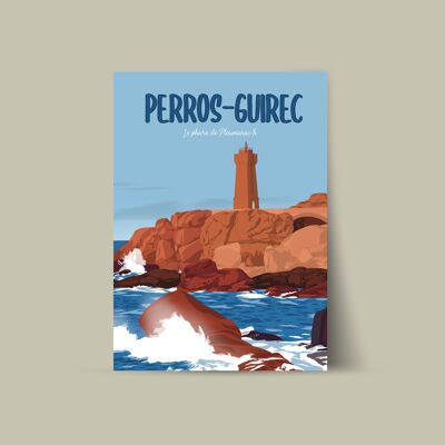 Affiche Bretagne - Perros-Guirec, le Phare de Mean Ruz