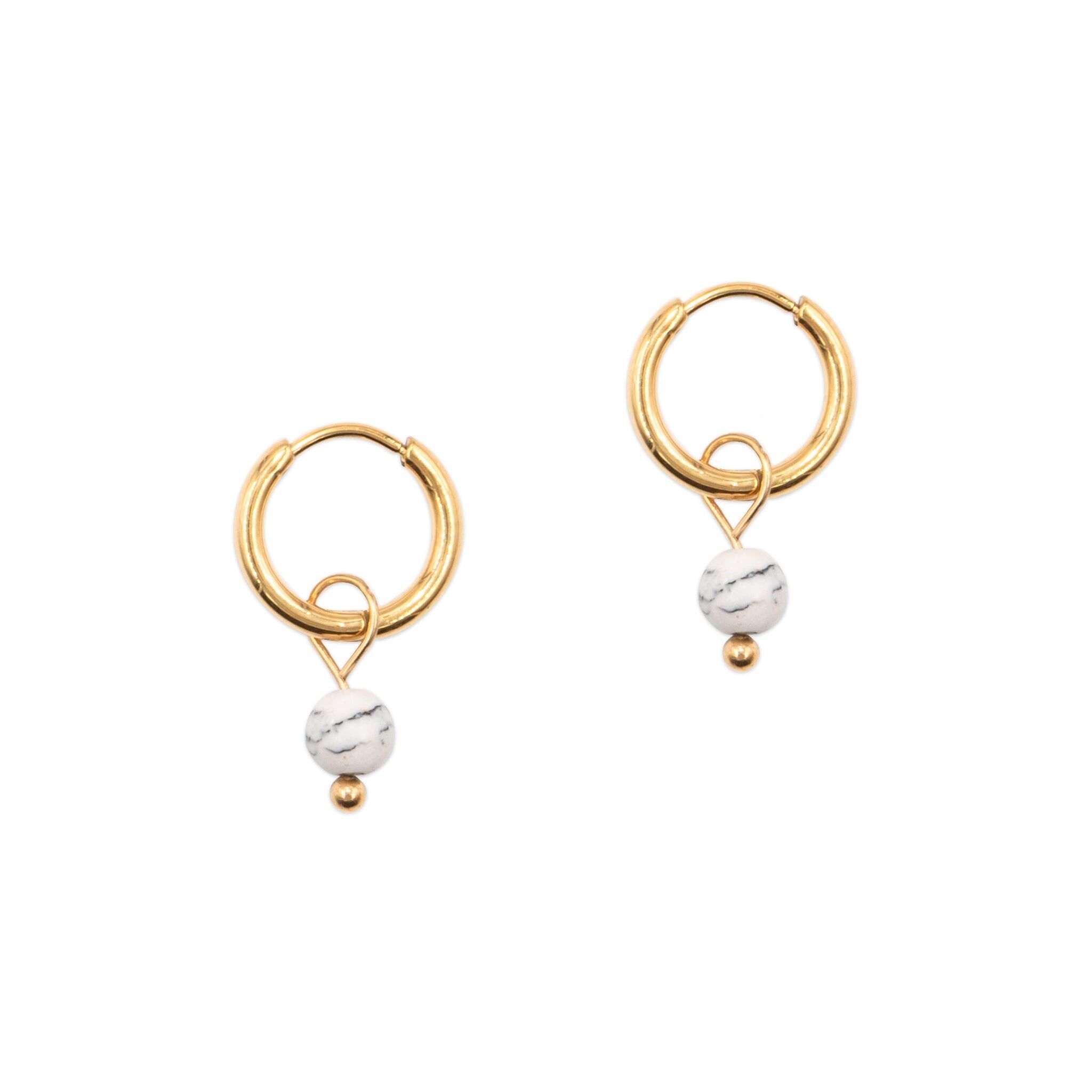 Serena hoop earrings in Howlite stones