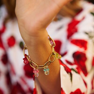 Pulsera de cadena con chupetes de resina.