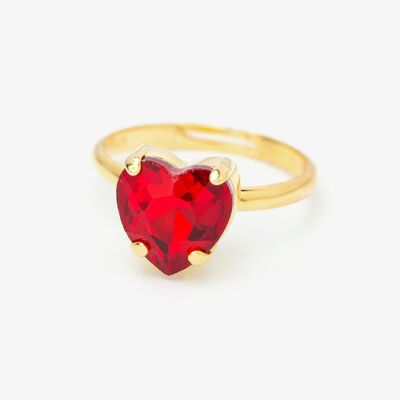 CHILDHOOD Red Heart Gold Ring