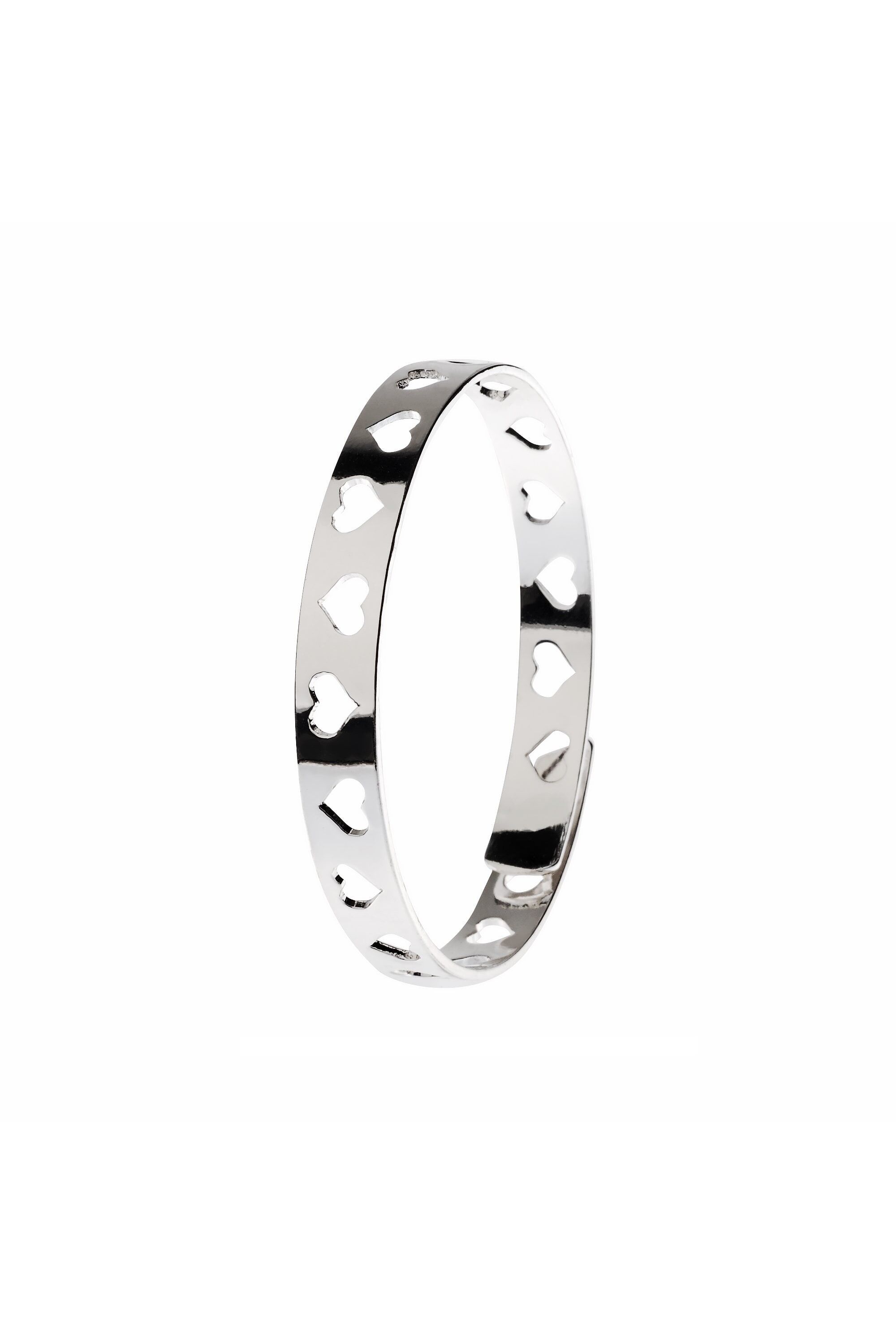 Bracciale a forma di cuore in argento lucido