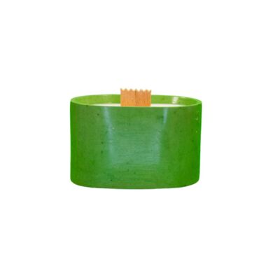 Green concrete scented candle - Oval shape - Monoï fragrance