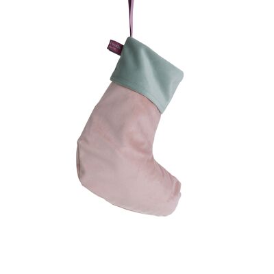 Mini calcetín de lujo en terciopelo rosa rubor