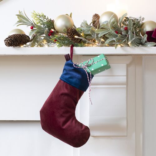 Luxury Mini Stocking in Red Claret Velvet