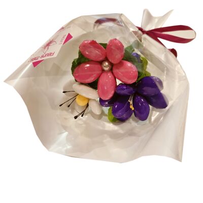 Mini bouquet frésia violette marguerite dragées chocolat
