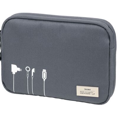 Sac à câbles pour accessoires électroniques | Plastique océanique 100 % recyclé | Chaos anti-câble | Organisateur, sac de voyage | POCHETTE TECHNIQUE CYCLE BLEU 2